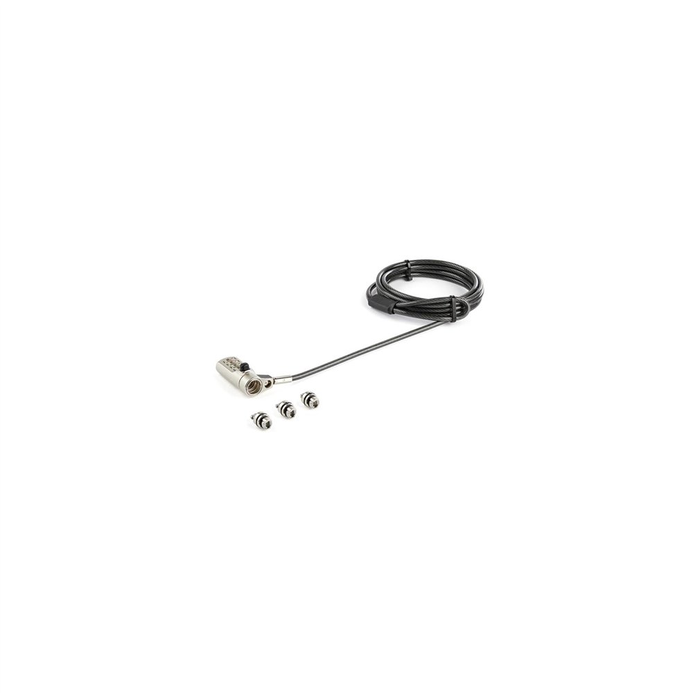 Startech.com cable de seguridad universal 3 en 1 para portatiles con candado de combinacion de 4 digitos 2m negro plata ltulock4
