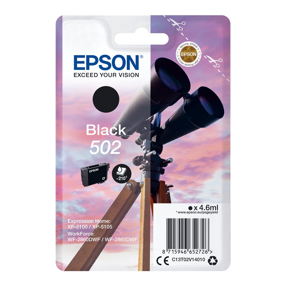 Cartucho epson singlepack black 502 ink c13t02v14020