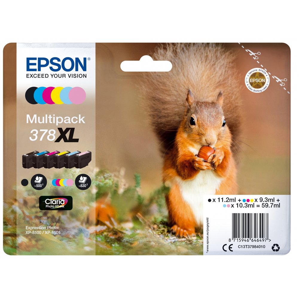 Cartucho epson squirrel multipack 6-colours 378xl claria photo hd ink c13t37984010