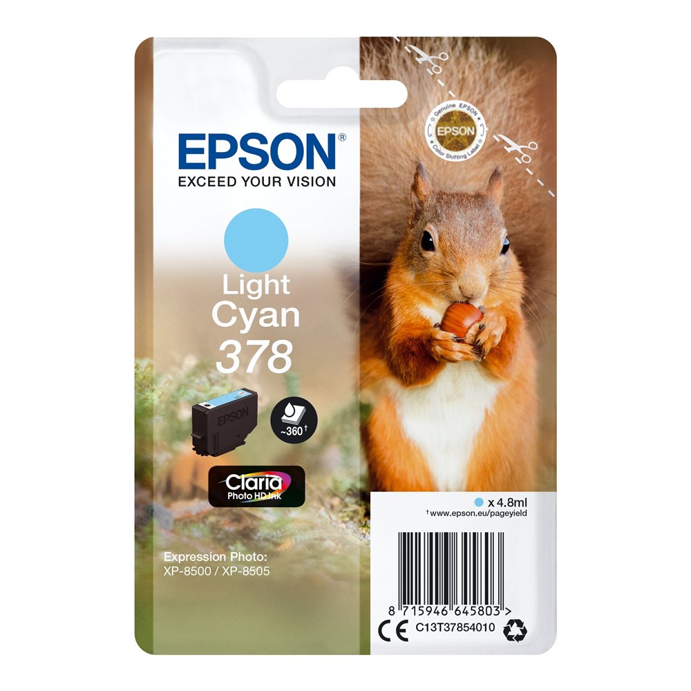 Cartucho epson squirrel singlepack light cyan 378 claria photo hd ink c13t37854010