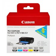 Cartcuho de tinta canon pgi-550pgbk + cli551 6 piezas original multipack para fotografias 6496b005