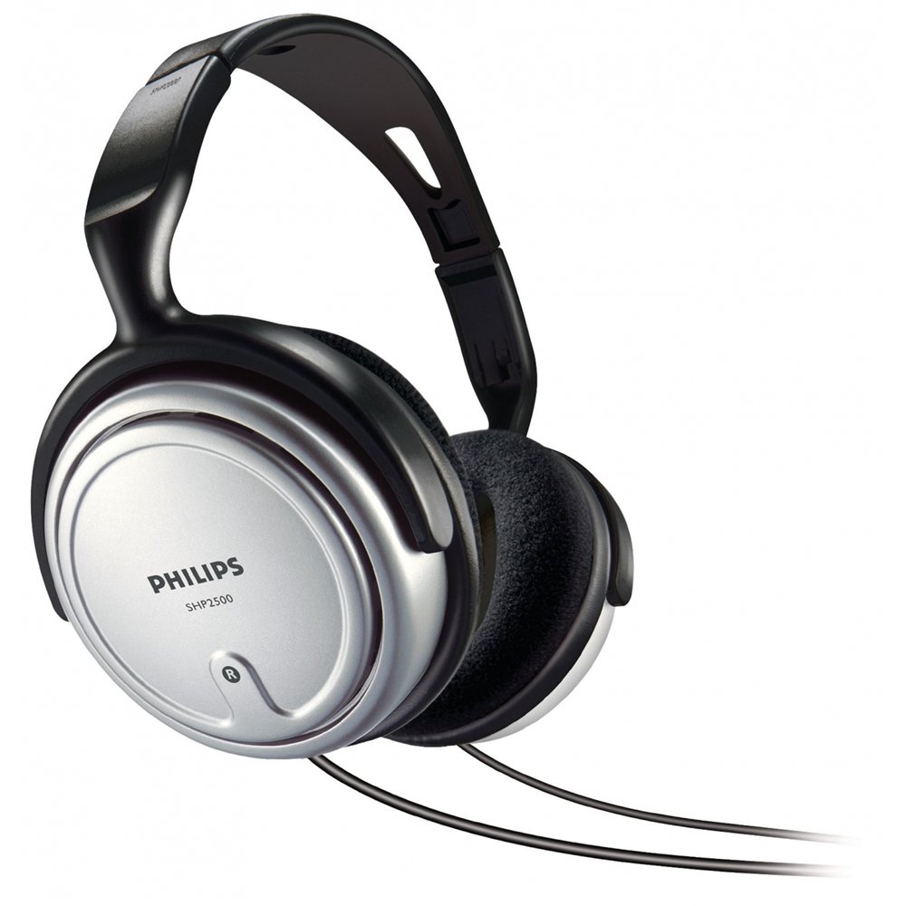 Auriculares diadema philips interior con cable para tv 3.5mm 6.5mm negro plata shp2500/10