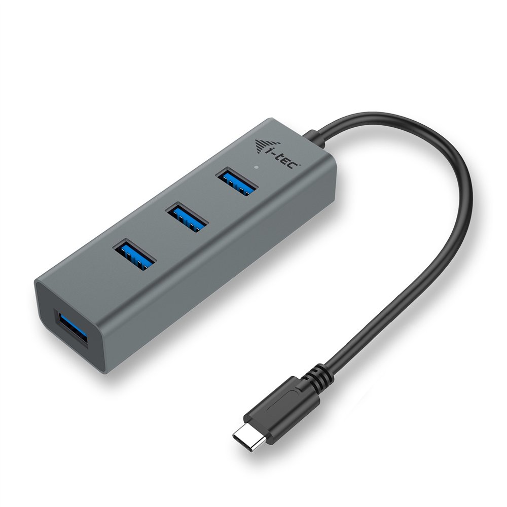Hub i-tec metal usb tipo-c 4puertos usb 3.2 gen 1 gris c31hubmetal403