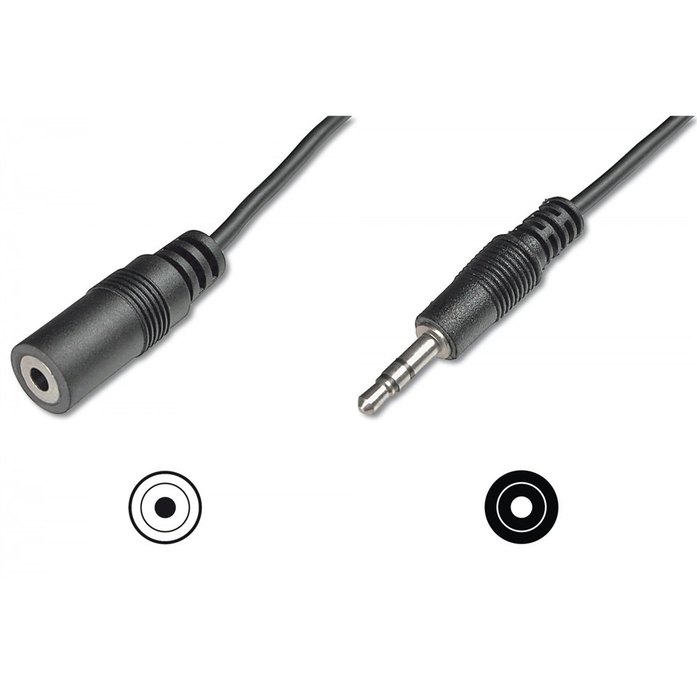 Assmann electronic cable de audio 3,5 mm macho/hembra 2,5 m negro