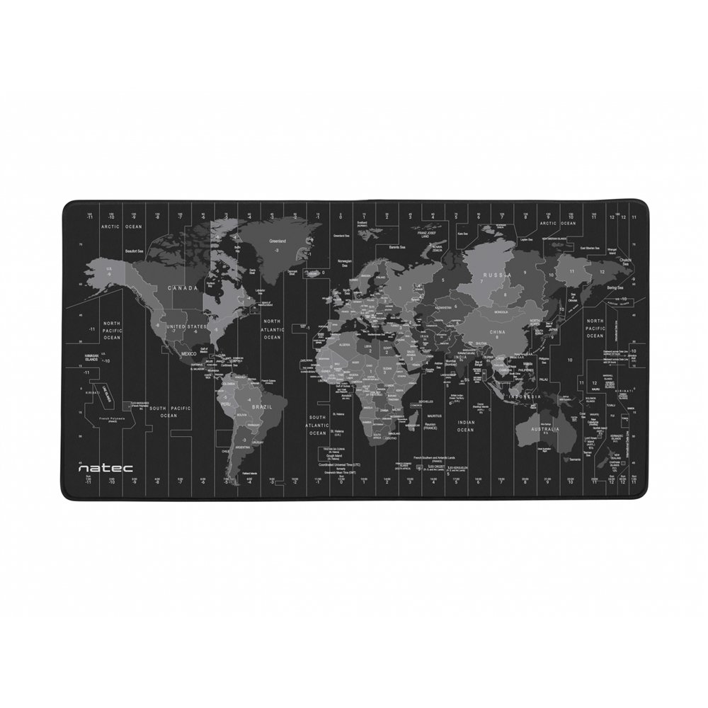 natec alfombrilla time zone map maxi negro, gris