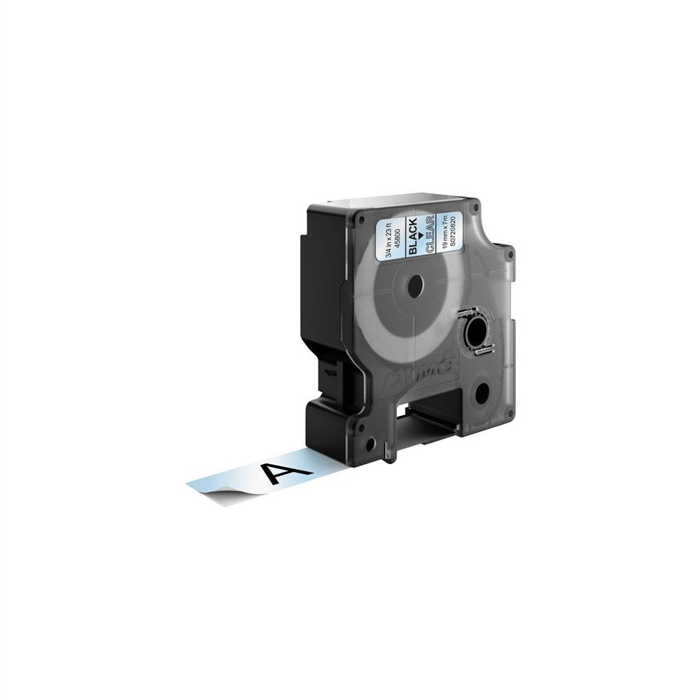 Dymo d1 etiquetas estandar negro sobre transparente 19mm x 7m poliester