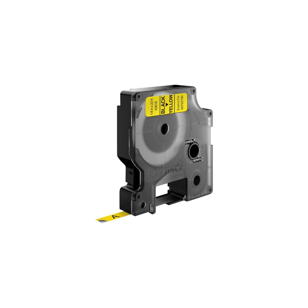 Dymo d1 etiquetas estandar negro sobre amarillo 6mm x 7m poliester