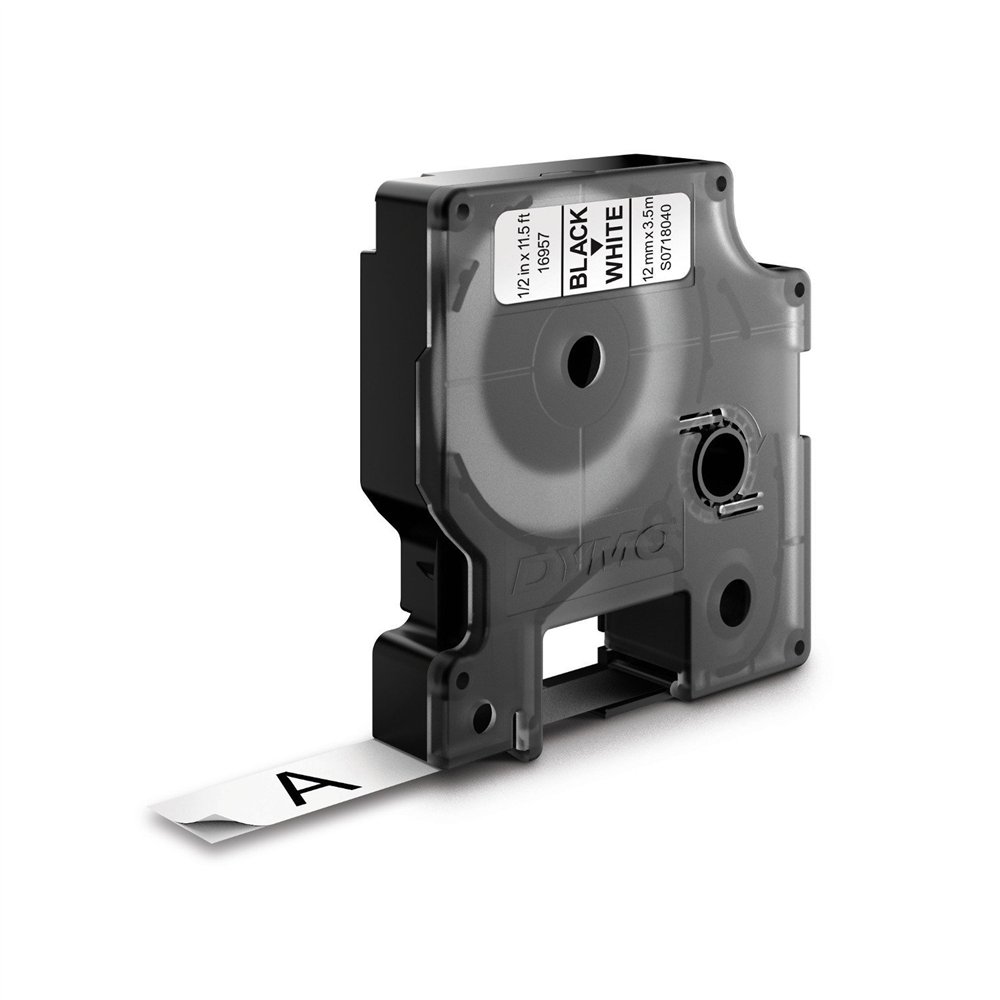 Dymo d1 cinta para rotuladora negro sobre blanco 12mm x 5.5m etiquetas durables