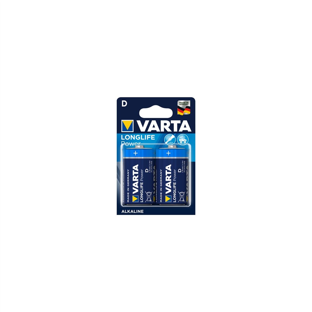 Varta blister 2 pilas alcalinas lr20 d longlife power negro azul