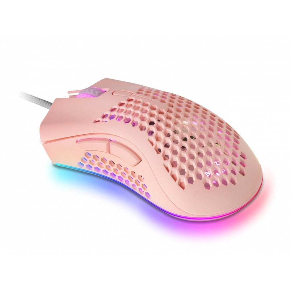 Mars gaming mmexp raton gaming rgb usb tipo-a optico 32000dpi ultraligero rosa