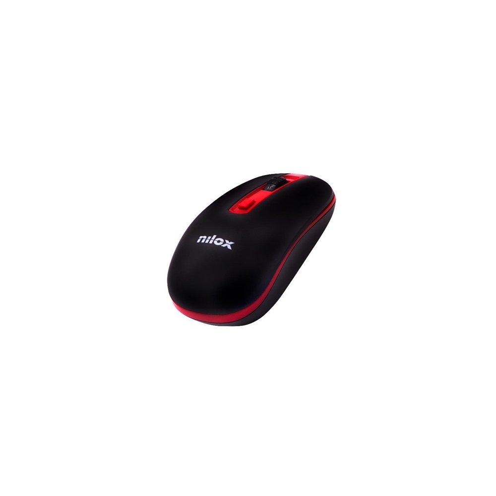 nilox raton inalambrico 1000dpi optico negro rojo