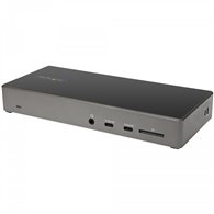 Startech.com docking station usb tipo c para 3 monitores de 4k con 100w de entrega de alimentacion pd negro gris