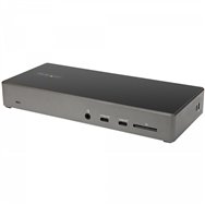 Startech.com docking station usb tipo c para 3 monitores de 4k con 100w de entrega de alimentacion pd negro gris