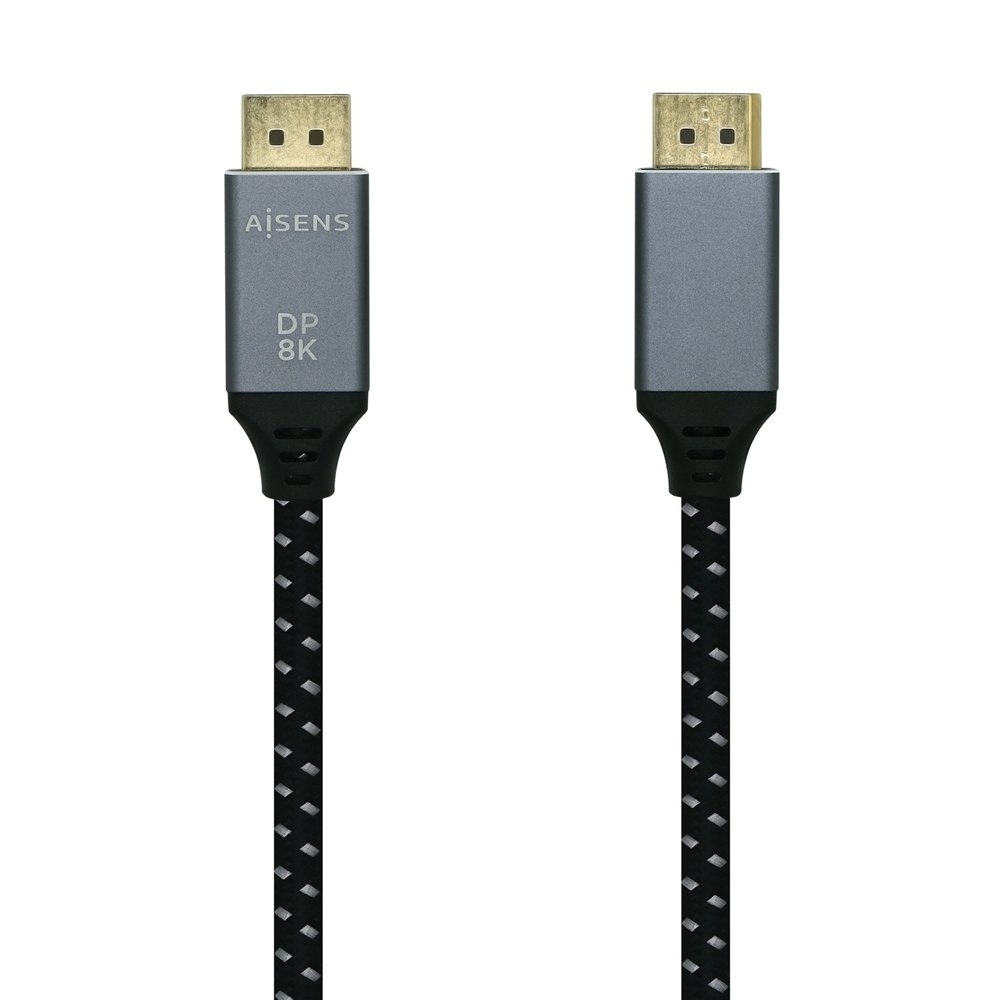 Aisens cable displayport v1.4 8k 60hz macho a macho 1.5m gris negro