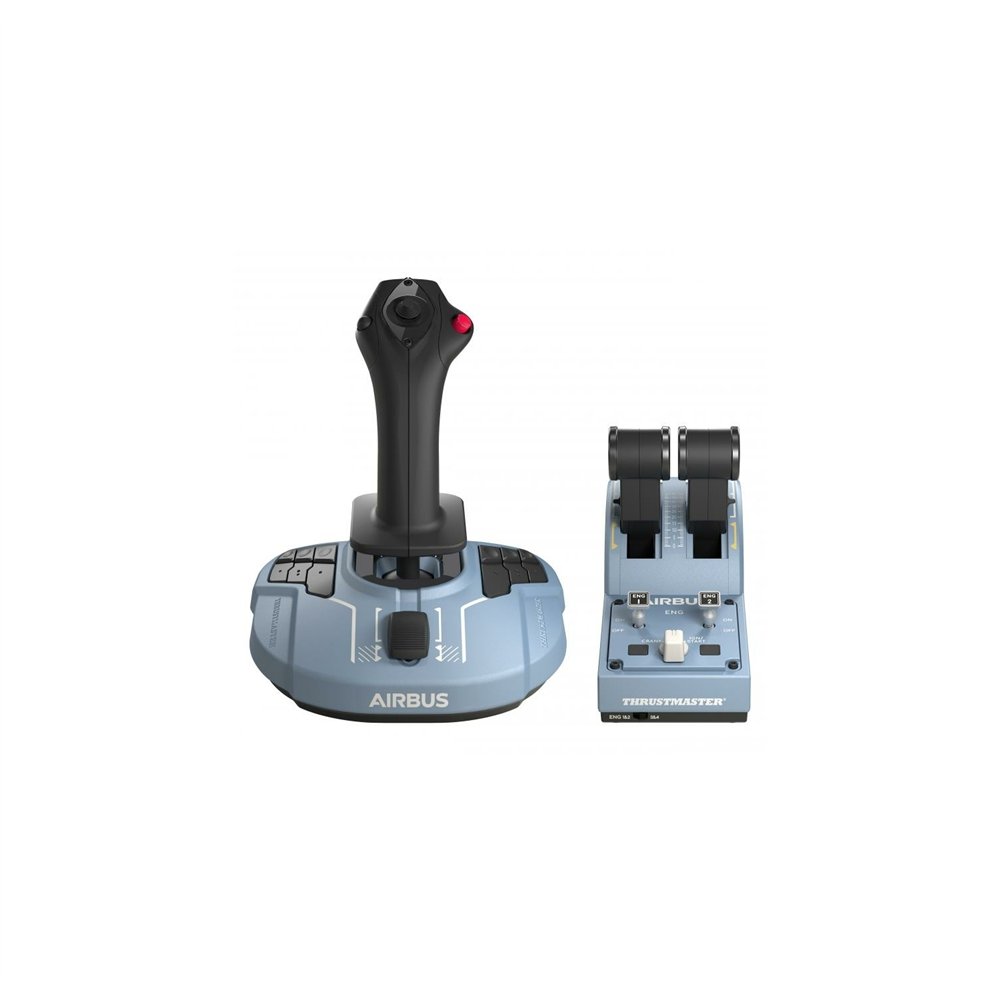 thrustmaster airbus edition palanca de mando analógico/digital pc usb tipo c negro, azul
