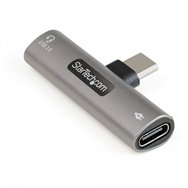 Startech.com adaptador de audio y carga usb-c - adaptador de audio usb tipo c con usb-c para auriculares con micrófono y pass th