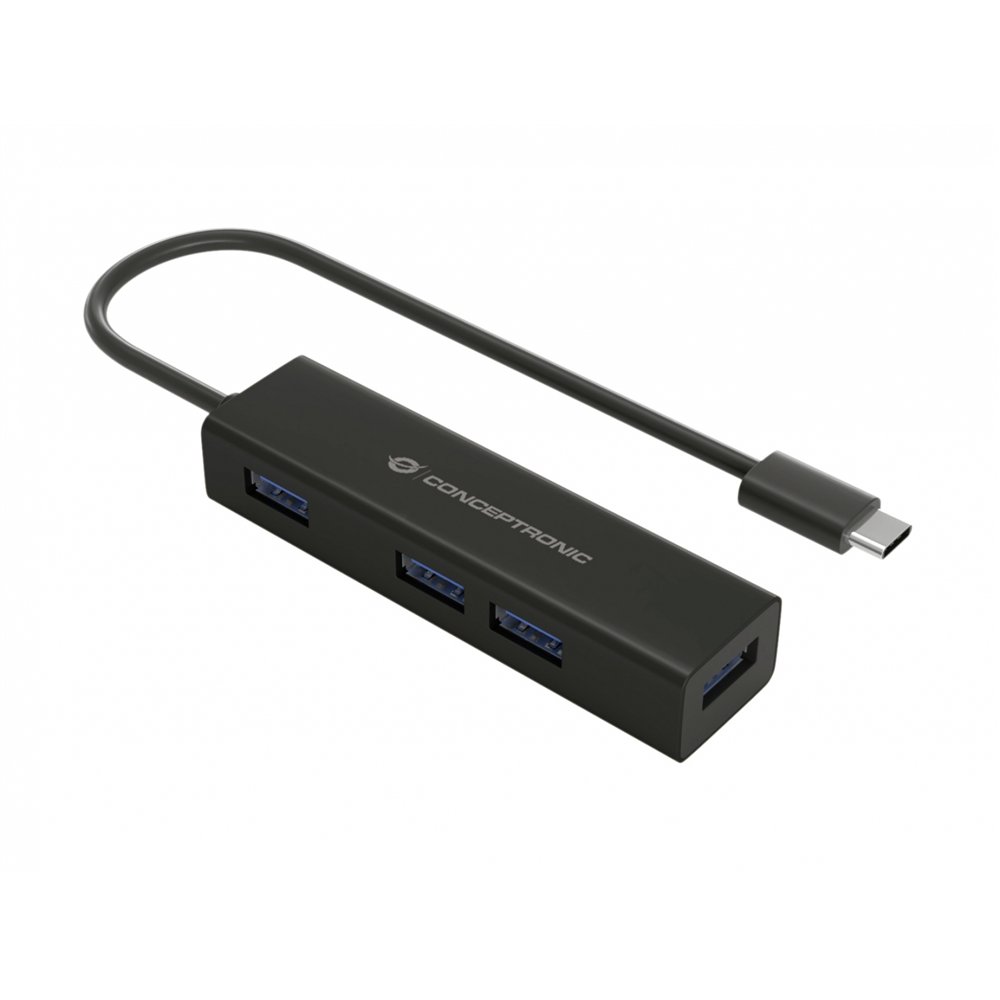 Conceptronic hub de interfaz usb 3.2 gen 1 (3.1 gen 1) type-c 5000 mbit/s negro