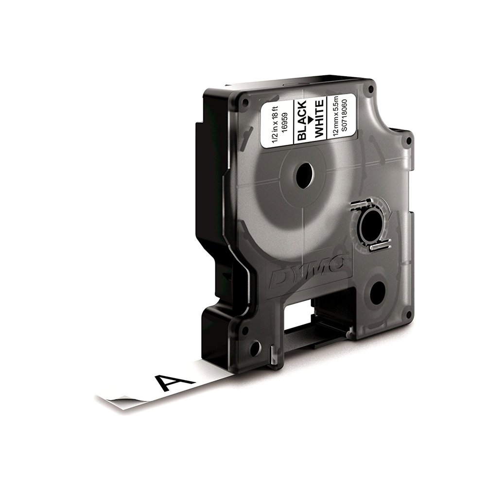 Dymo d1 etiquetas durable negro sobre blanco 12mm x 5.5m