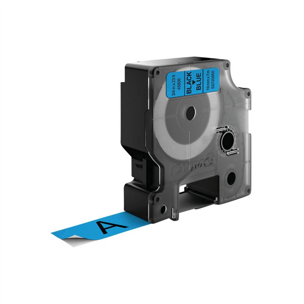 Dymo d1 - etiquetas estã¡ndar - negro sobre azul - 19mm x 7m