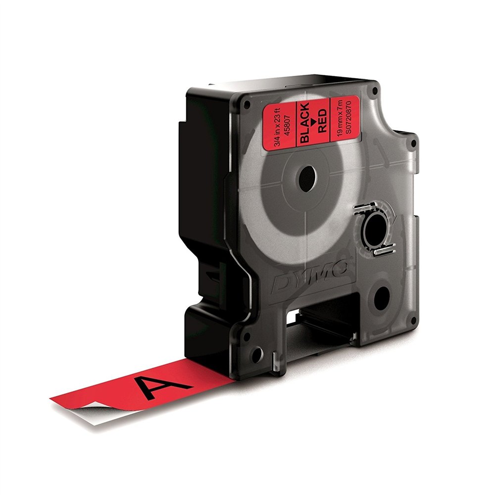 Dymo d1 - etiquetas estã¡ndar - negro sobre rojo - 19mm x 7m