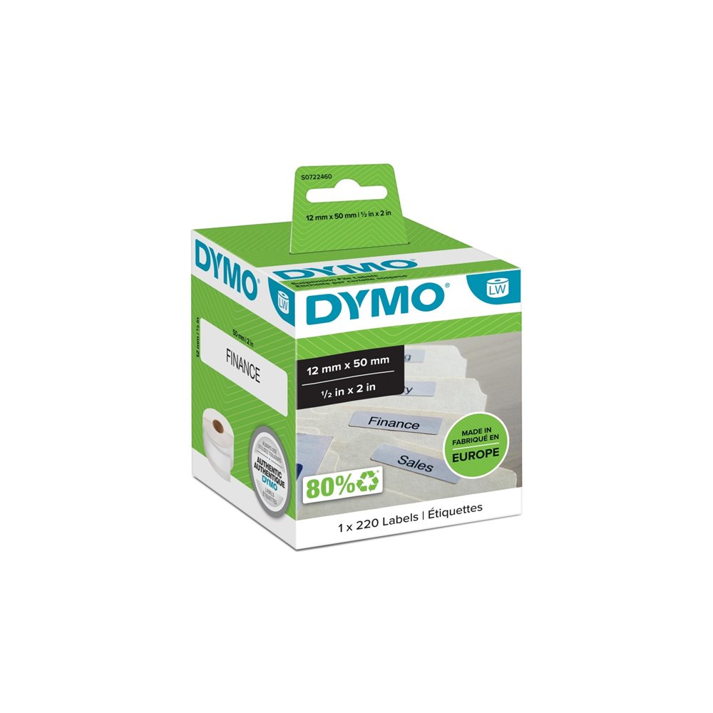 Dymo lw - etiquetas para archivadores suspendidos - 12 x 50 mm - s0722460