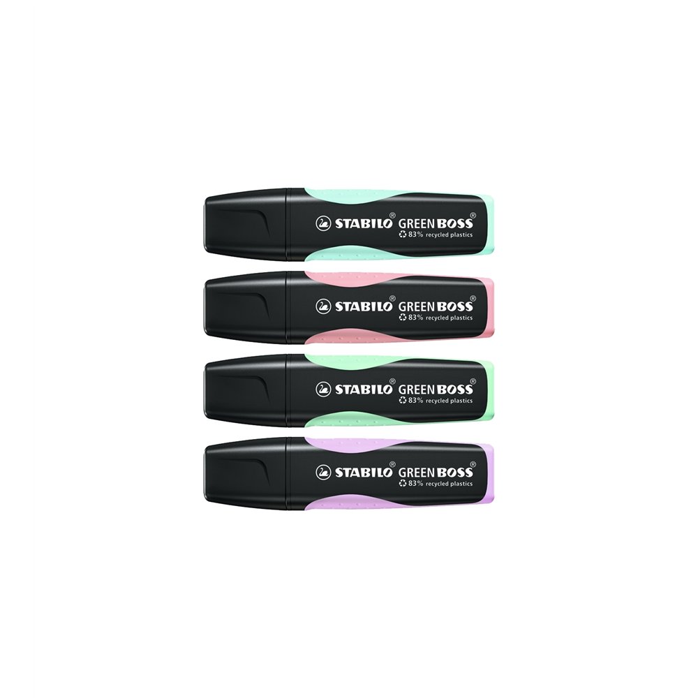 Stabilo green boss pastel marcador 4 pieza(s) punta de cincel lila, menta, rosa, turquesa