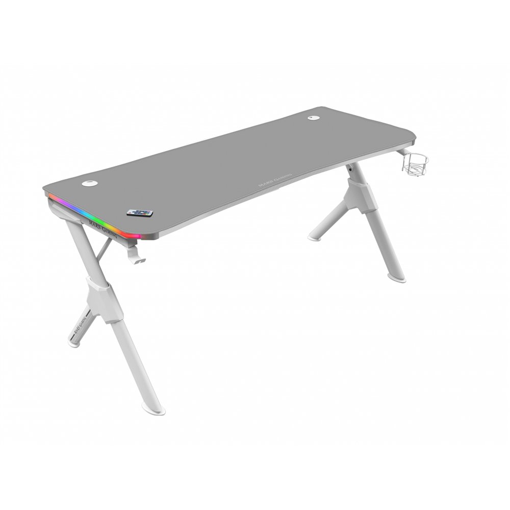 Mars gaming mesa gaming rgb 140cm soportes extra alfombrilla total blanco