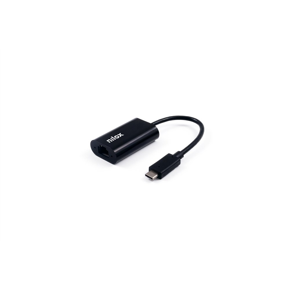 Nilox adaptador de red usb-c/rj45 gigabit 1000 mbit/s negro