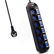 ewent limitador de tensión 6 salidas ac 220 v 1,5 m negro