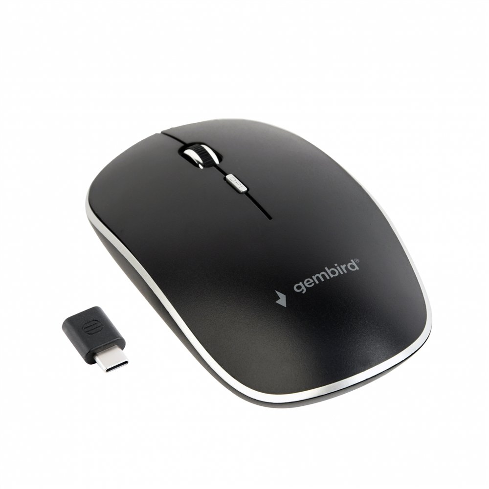 Ratón gembird ambidextro rf wireless+usb type-c í?ptico 1600 dpi negro