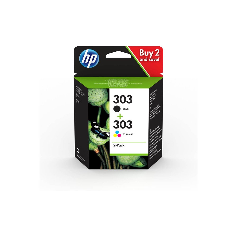 Hp 303 cartucho tinta original pack negro y tricolor 3ym92ae