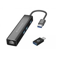 Conceptronic hub de interfaz usb 3.2 gen 1 (3.1 gen 1) type-a 5000 mbit/s negro