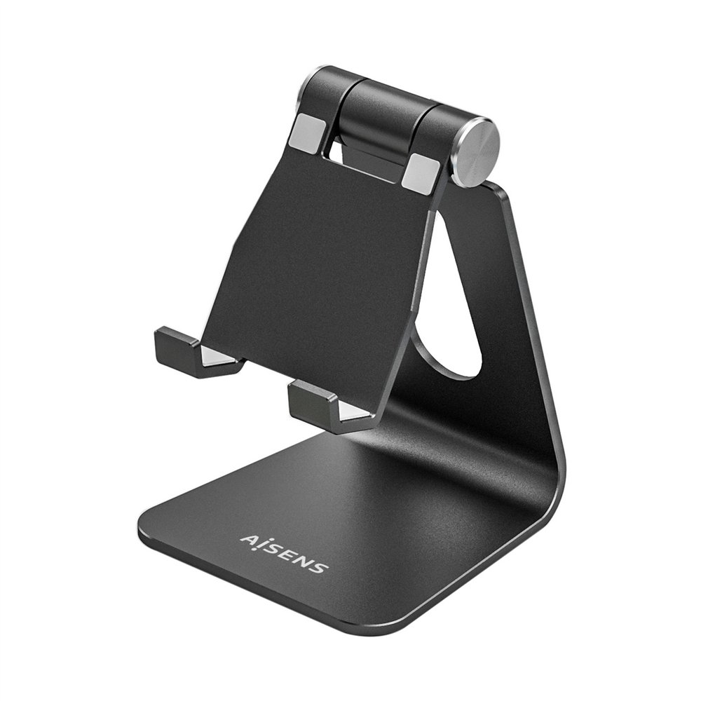 aisens soporte de sobremesa tamaño m ajustable (1 pivote) para movil / tablet, negro