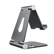 aisens soporte de sobremesa tamaño m ajustable (2 pivotes) para movil / tablet, gris
