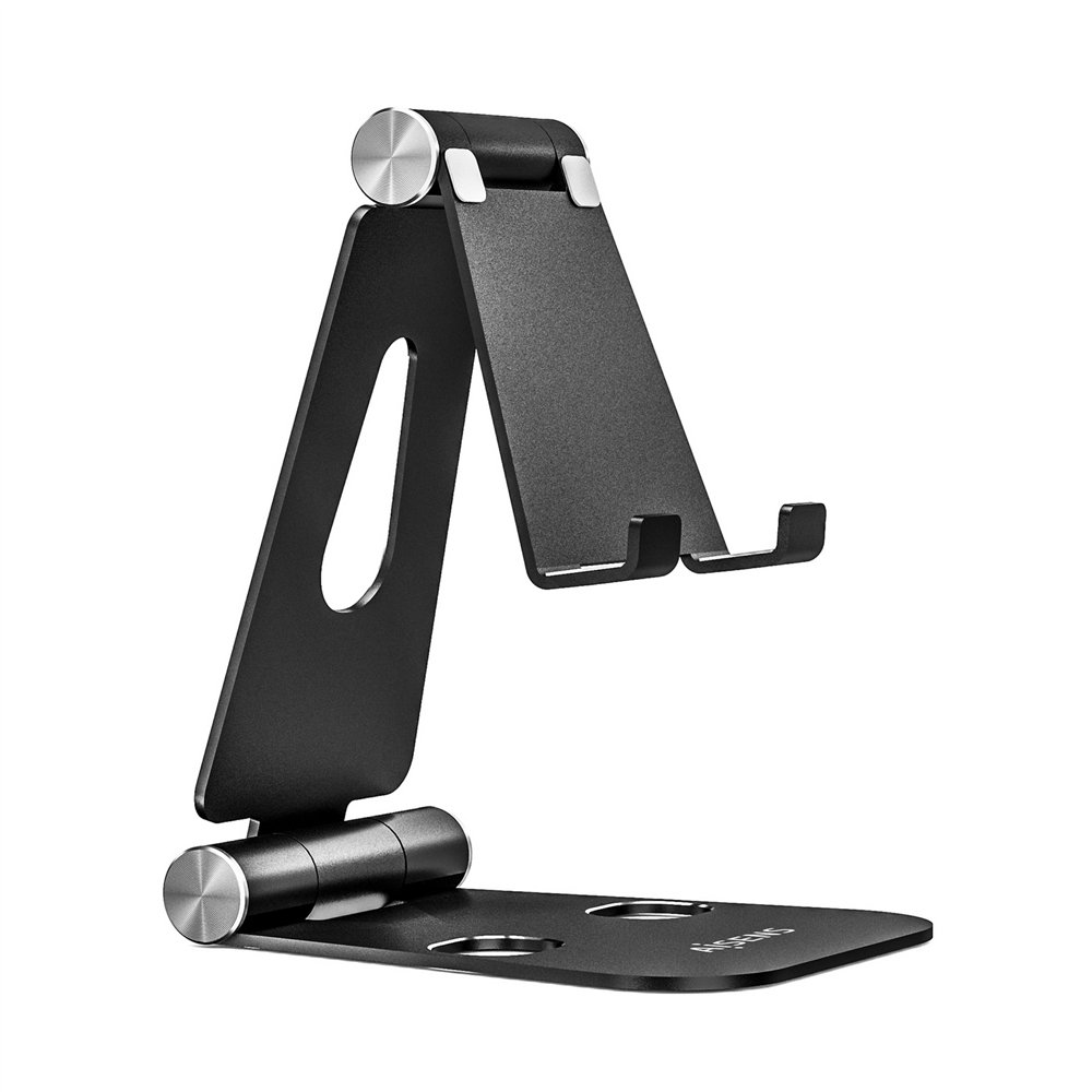 Aisens soporte de sobremesa tamaño xl ajustable (2 pivotes) para movil / tablet, negro