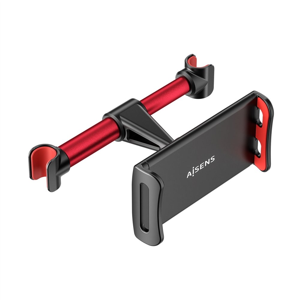 Aisens soporte para reposacabeza de coche ajustable para smartphone/tablet negro, rojo