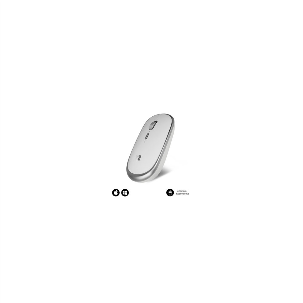 Subblim mini raton inalambrico 1600 dpi optico plata, blanco