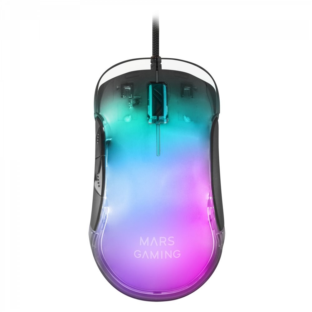 mars gaming mmglow ratón gaming rgb chroma-glow acabado espejo 12800 dpi negro