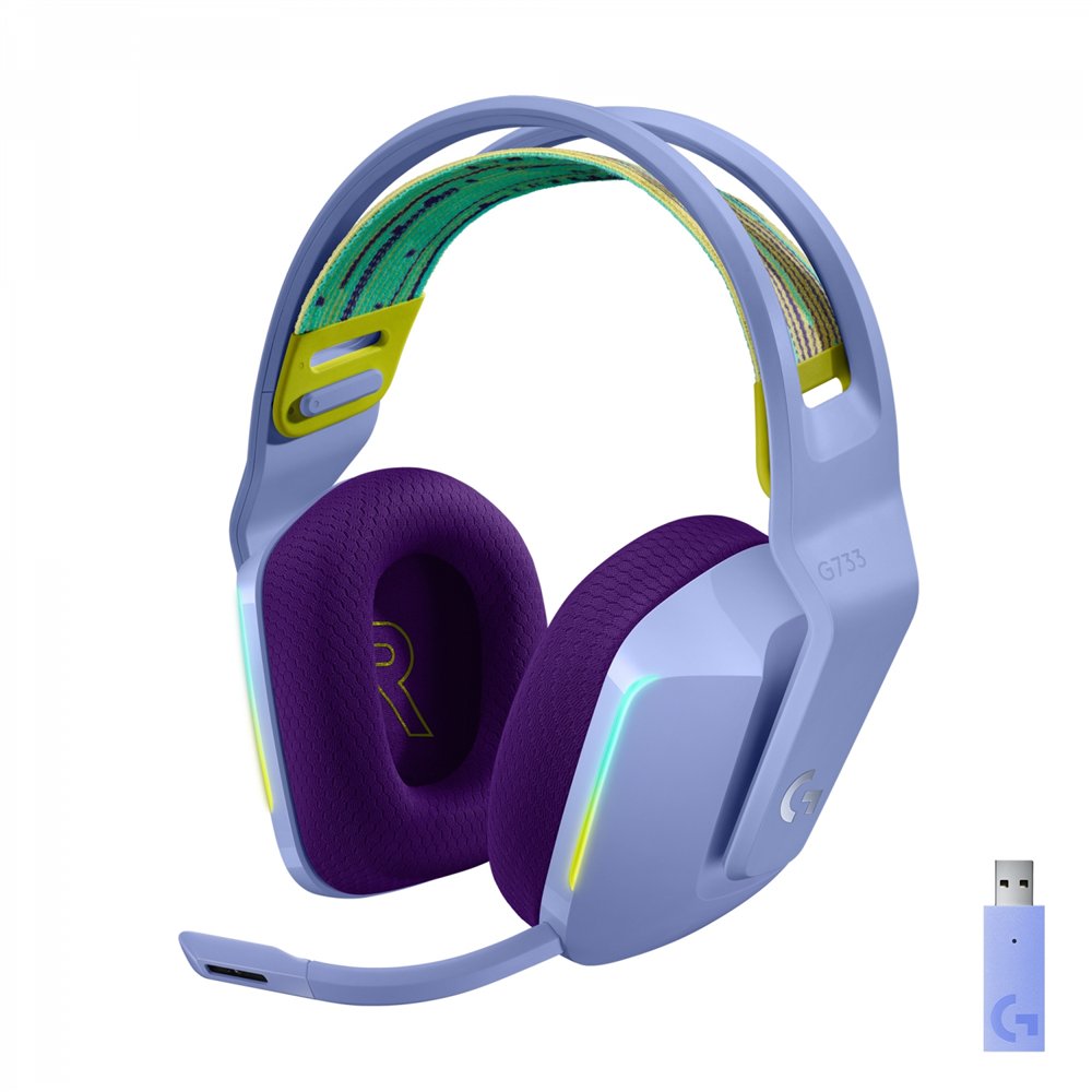 Logitech g g733 lightspeed wireless rgb gaming headset auriculares inalámbrico diadema juego lila
