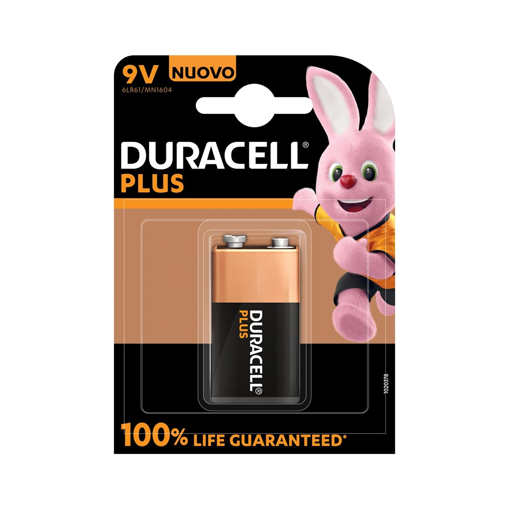 duracell plus 100 baterí­a de un solo uso 9v alcalino