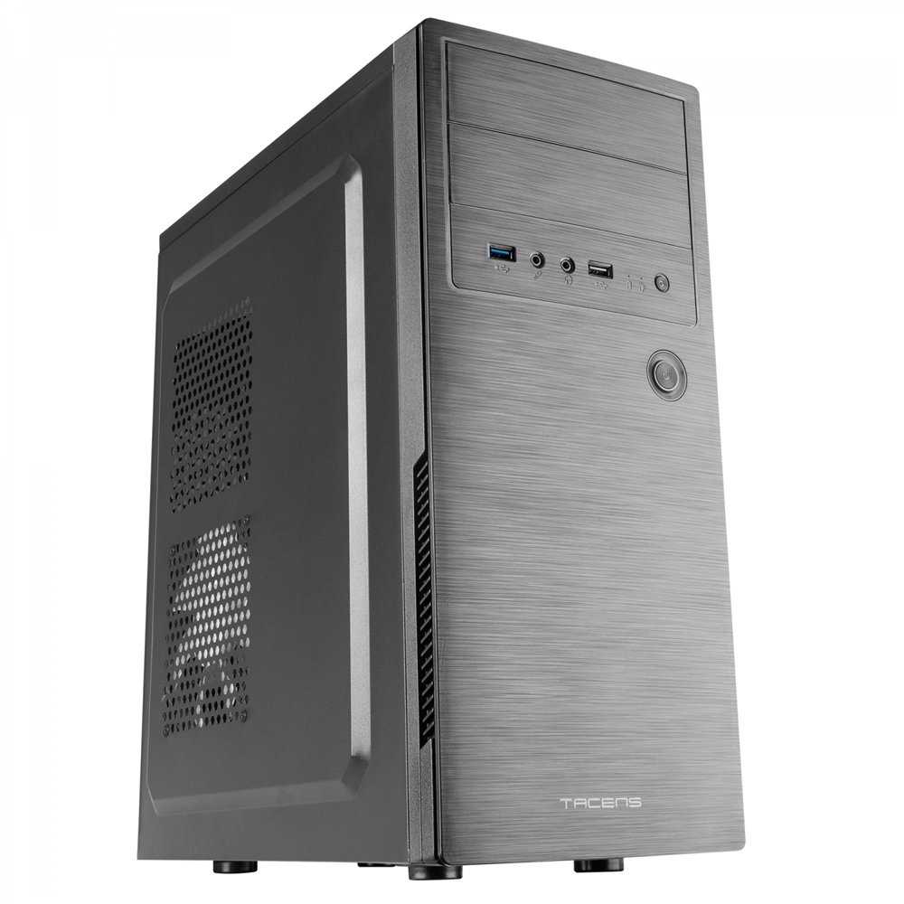 Tacens 2initiox, caja pc semitorre atx, ventilador 12cm, frontal aluminio pulido, negro