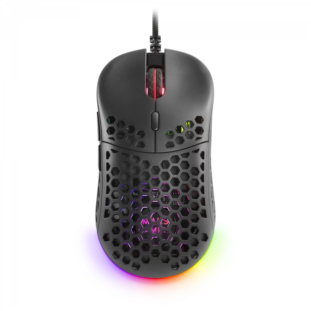 mars gaming mm55 negro ratón gaming rgb chroma ultra-ligero 55g 12800 dpi