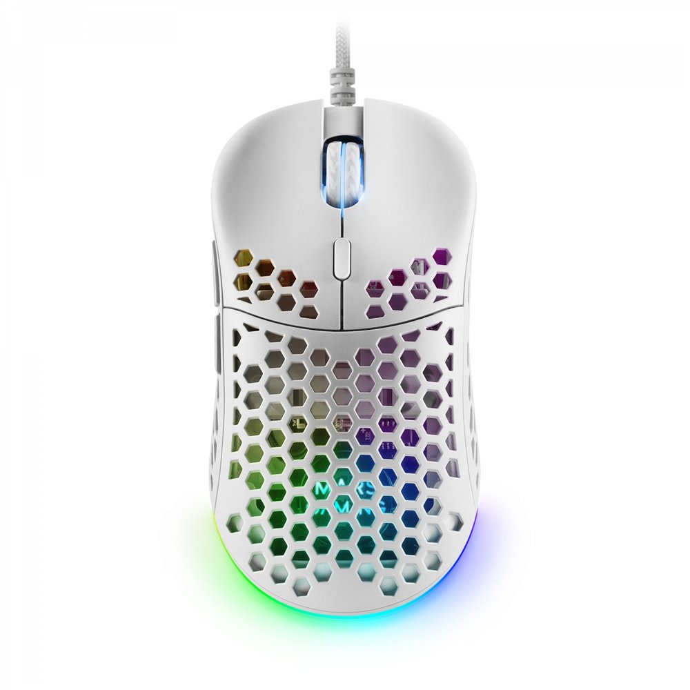 Mars gaming mm55w blanco ratón gaming rgb chroma ultra-ligero 55g 12800 dpi