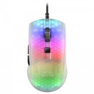 mars gaming mmrw blanco, ratón gaming rgb chroma estructura translúcida ultra-ligera 58g 12800 dpi switches mecánicos huano