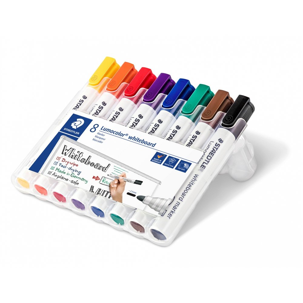 staedtler lumocolor 351 wp8 marcador permanente punta redonda negro, azul, marrón, verde, naranja, rojo, violeta, amarillo 8 pie