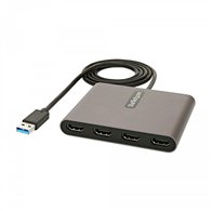 startech.com adaptador usb 3.0 a 4 puertos hdmi - tarjeta gráfica y de ví­deo externa - dongle llave usb-a a 4x hdmi - 1080p a 6