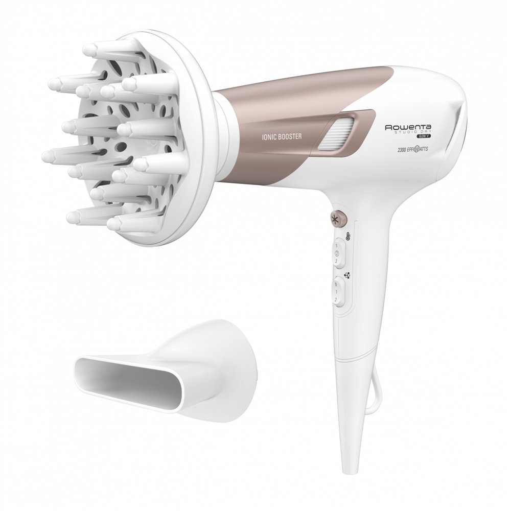 rowenta studio dry cv5830f0 secador 2100 w beige, blanco