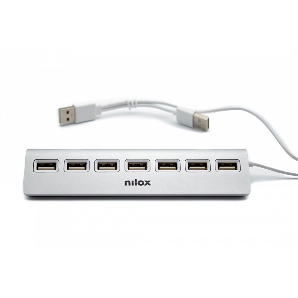 nilox hub sobremesa de aluminio con 7 puertos usb 2.0