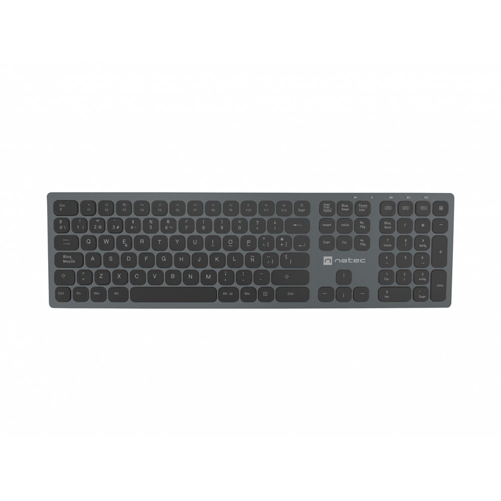 Natec nkl-1830 teclado rf wireless + bluetooth qwerty español negro, gris