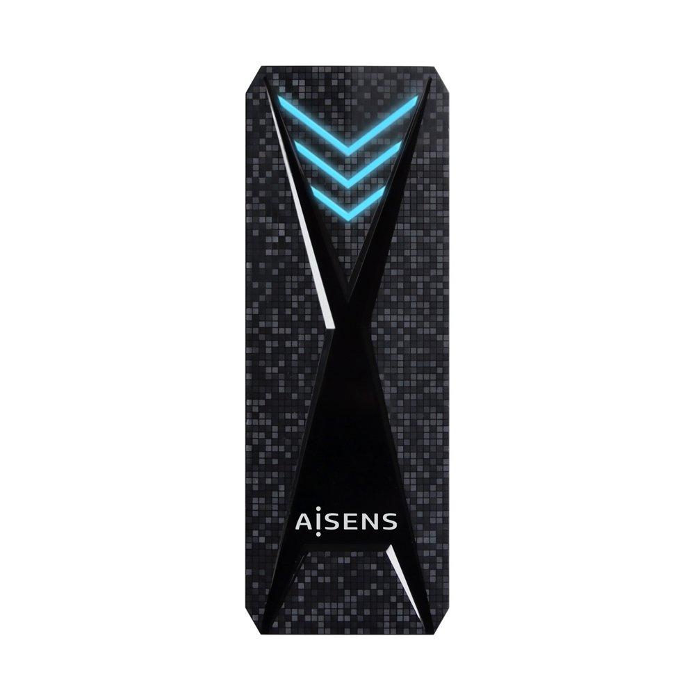 Aisens caja externa m.2 (ngff) rgb gaming asm2-rgb013b nvme a usb3.2 gen2, negra